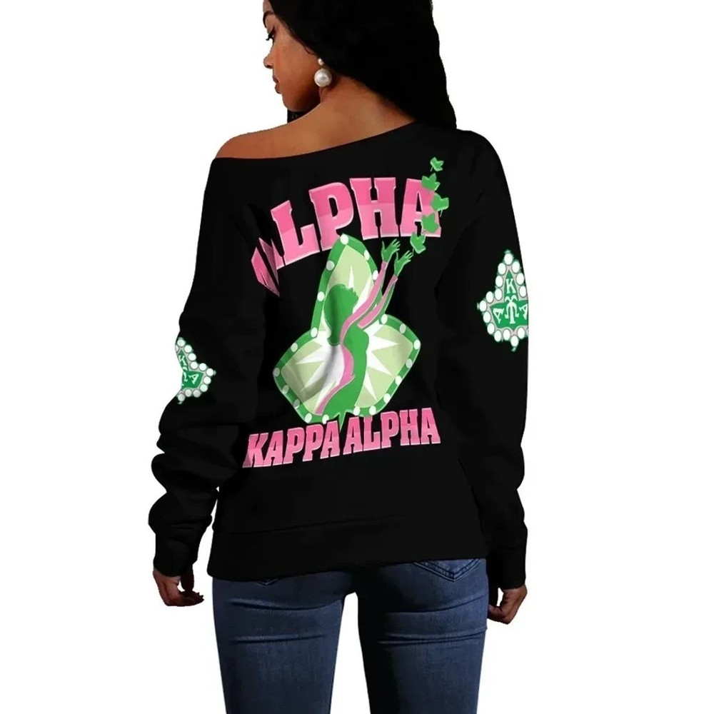 AKA Sorority Letters Women Off Shoulder Sweatshirt, African Women Off Shoulder For Women