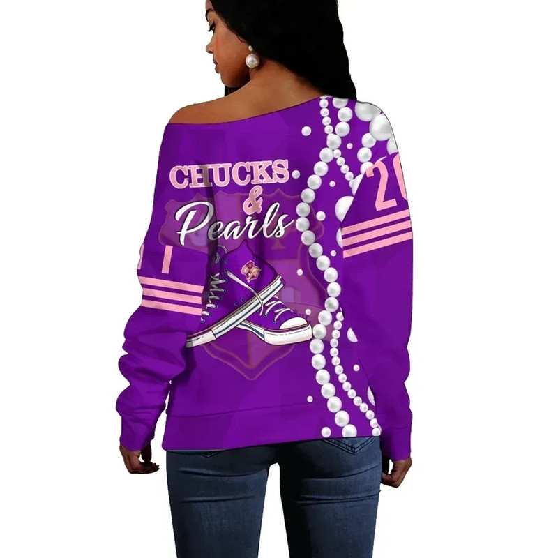 Chucks KEP Military Sorority Pearls Women Off Shoulder, African Women Off Shoulder For Women