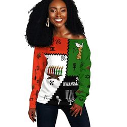 Kwanzaa Christmas Style Women Off shoulder, African Women Off Shoulder For Women