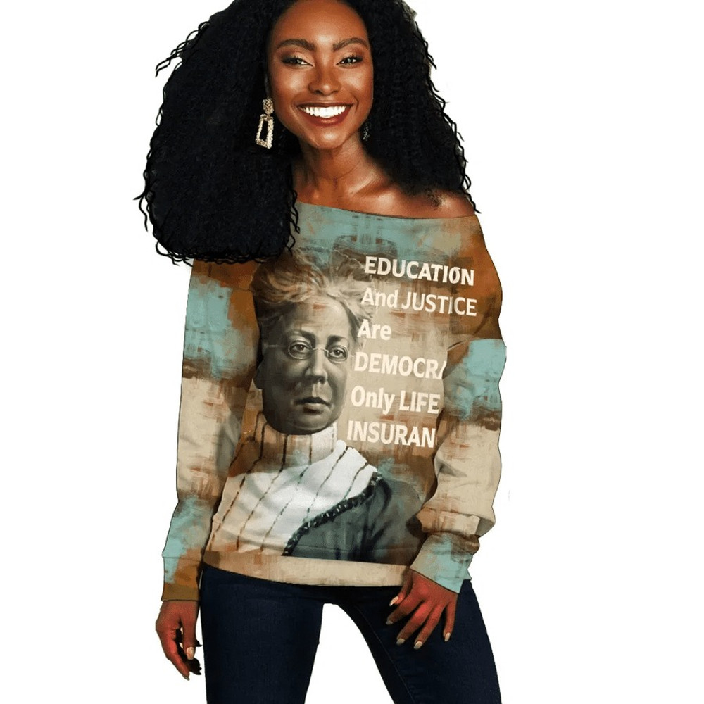 Nannie Helen Burroughs Quote Paint Mix Women Off Shoulder, African Women Off Shoulder For Women
