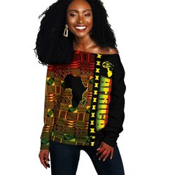 African Kente Map Women Off Shoulder Style, African Women Off Shoulder For Women