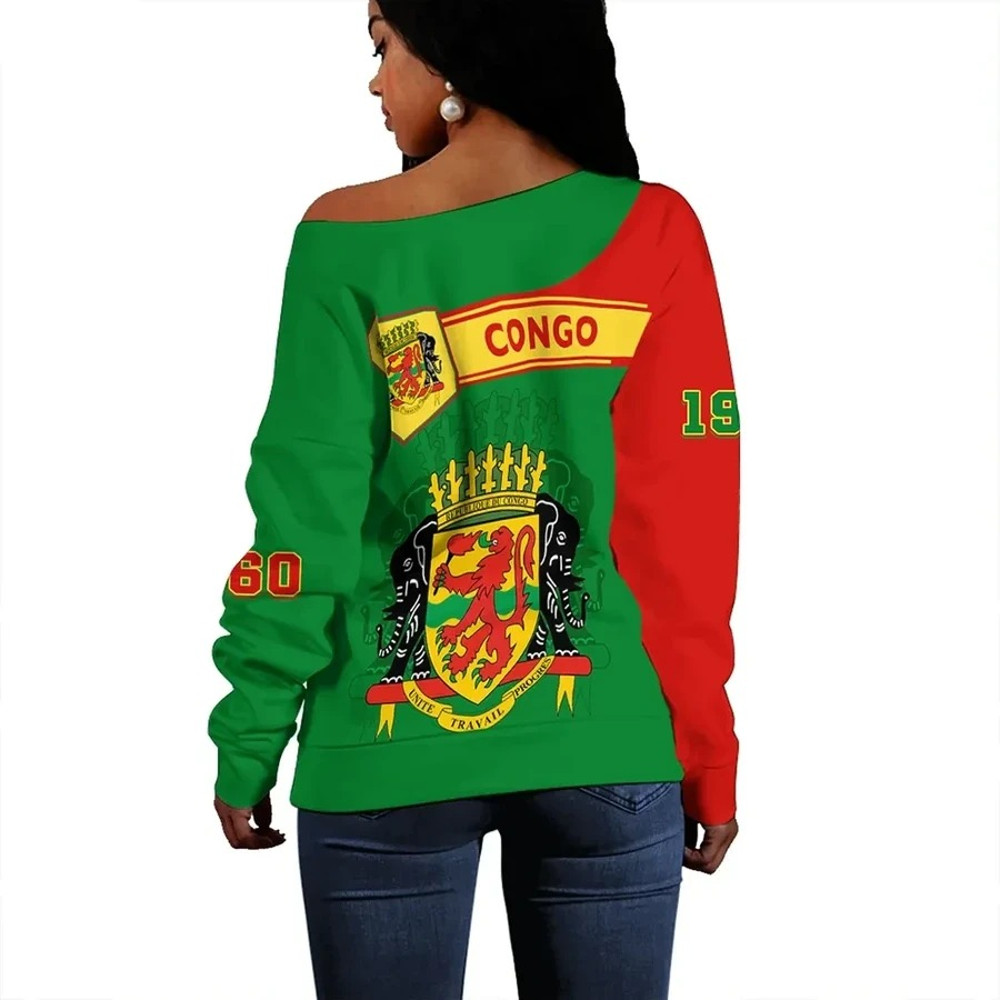 Republic Of The Congo Women Off Shoulder Pentagon Style, African Women Off Shoulder For Women