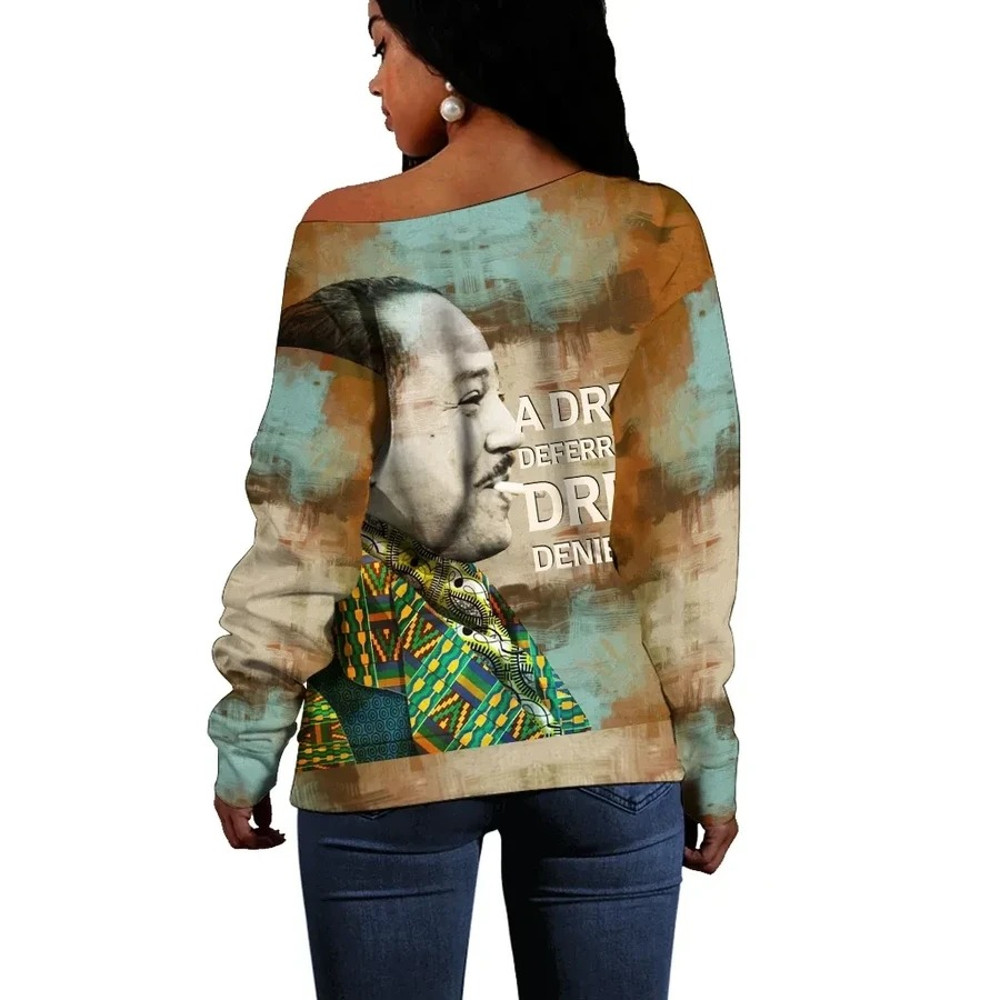 Langston Hughes Quote Paint Mix Women Off Shoulder, African Women Off Shoulder For Women