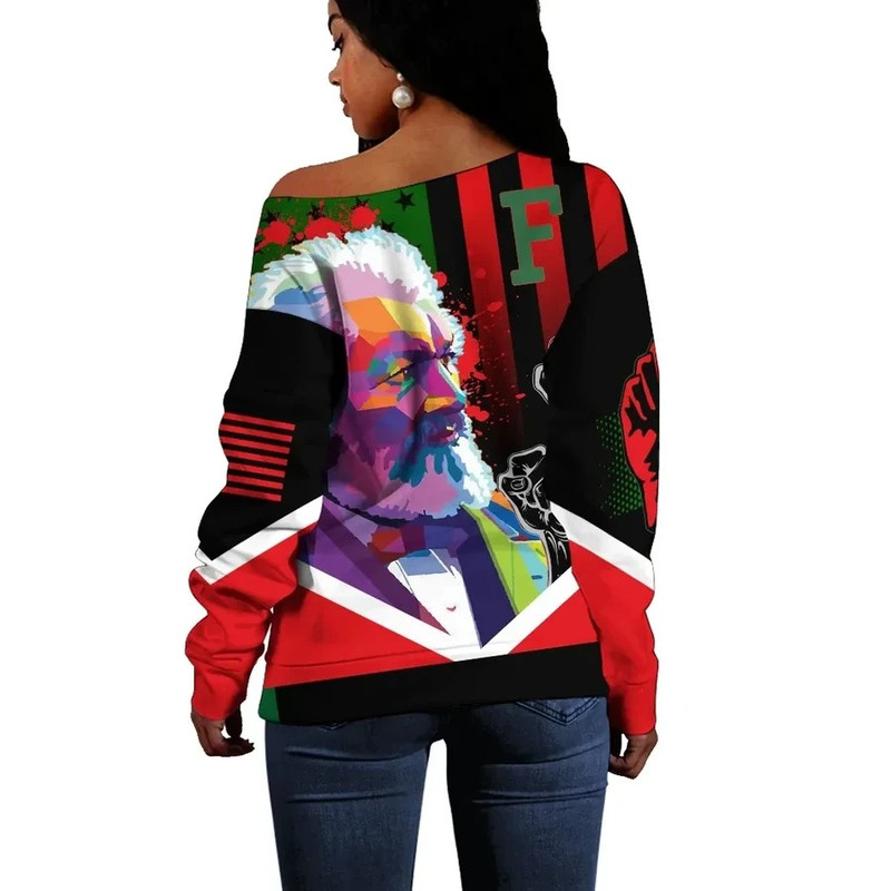 African American Flag Frederick Douglass Women Off Shoulder, African Women Off Shoulder For Women