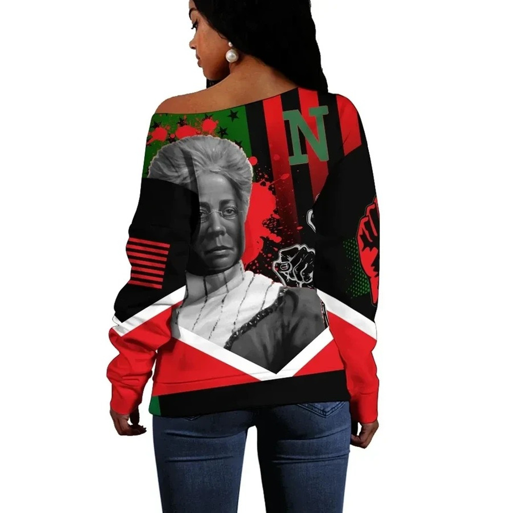 African American Flag Nannie Helen Burroughs Women Off Shoulder, African Women Off Shoulder For Women