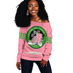 Chucks And Pearls 2021 Pink And Green Women Off Shoulder, African Women Off Shoulder For Women