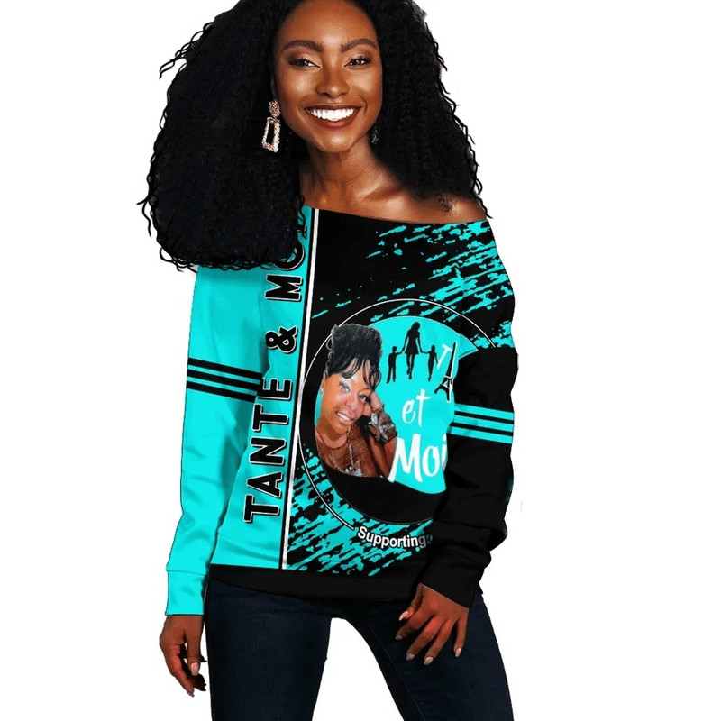 Tante Et Moi Women Off Shoulder Quarter Style - Teal Black, African Women Off Shoulder For Women