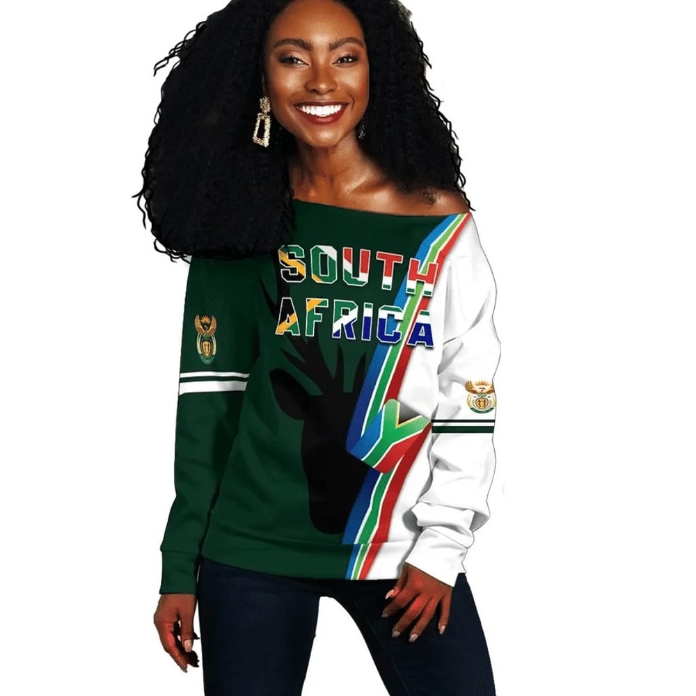 South Africa Springbok Flag Off Shoulder, African Women Off Shoulder For Women