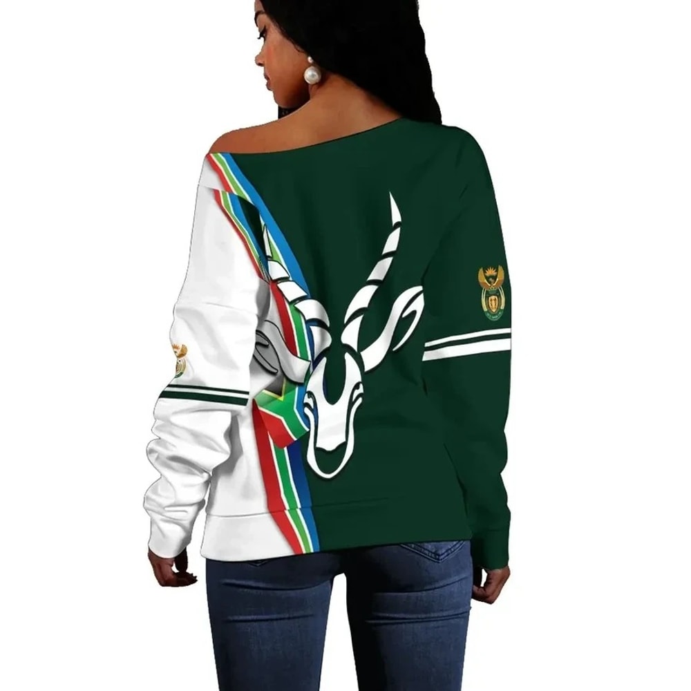 South Africa Springbok Flag Off Shoulder, African Women Off Shoulder For Women