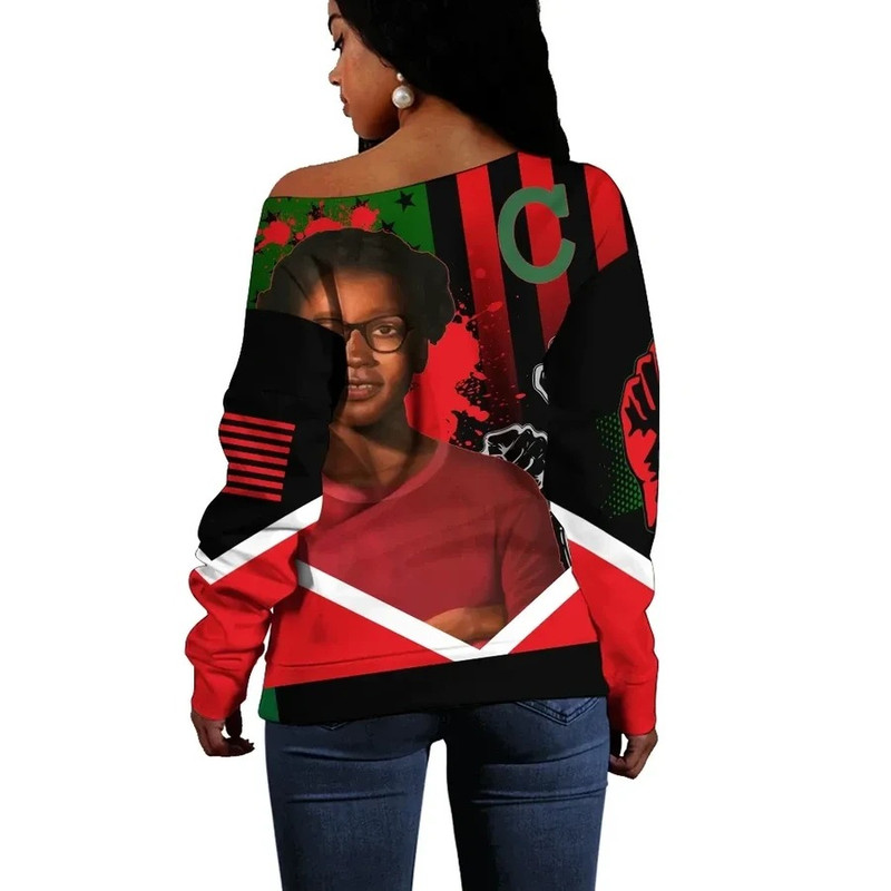 African American Flag Claudette Colvin Women Off Shoulder, African Women Off Shoulder For Women