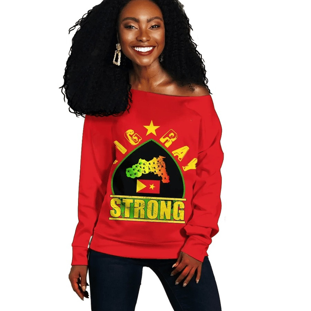 Tigray Strong (Red) Women's Off Shoulder, African Women Off Shoulder For Women
