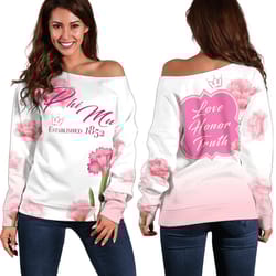 phi mu always love, honor, truth women off shoulder, african women off shoulder for women