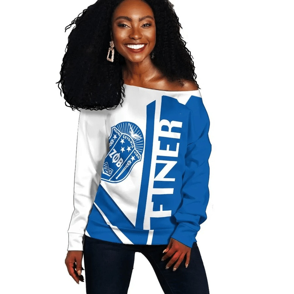 Zeta Phi Beta Half Concept Women Off Shoulder Sweatshirt Style, African Women Off Shoulder For Women