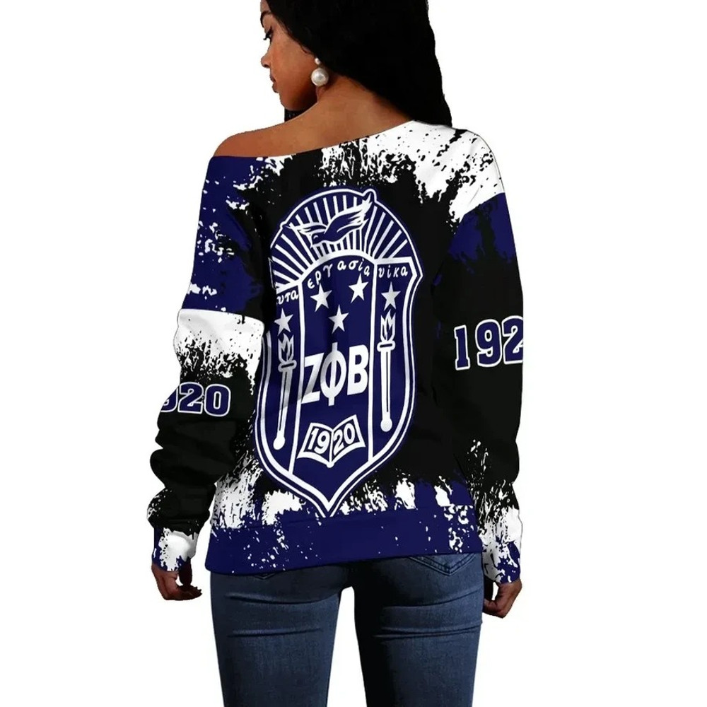Zeta Phi Beta Women Off Shoulder Sweatshirt Face Style, African Women Off Shoulder For Women