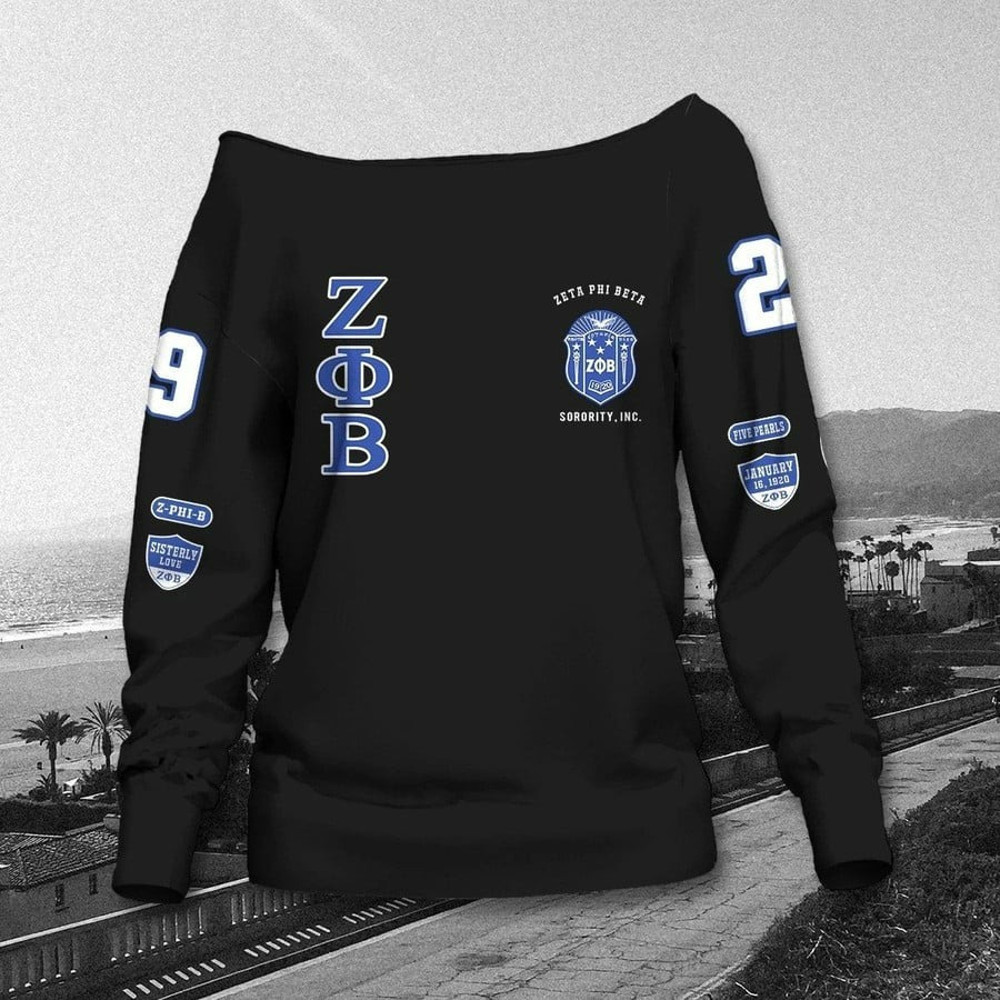 Z-phi-B Zeta Phi Beta Sorority Inc Women Off Shoulder Sweatshirt, African Women Off Shoulder For Women