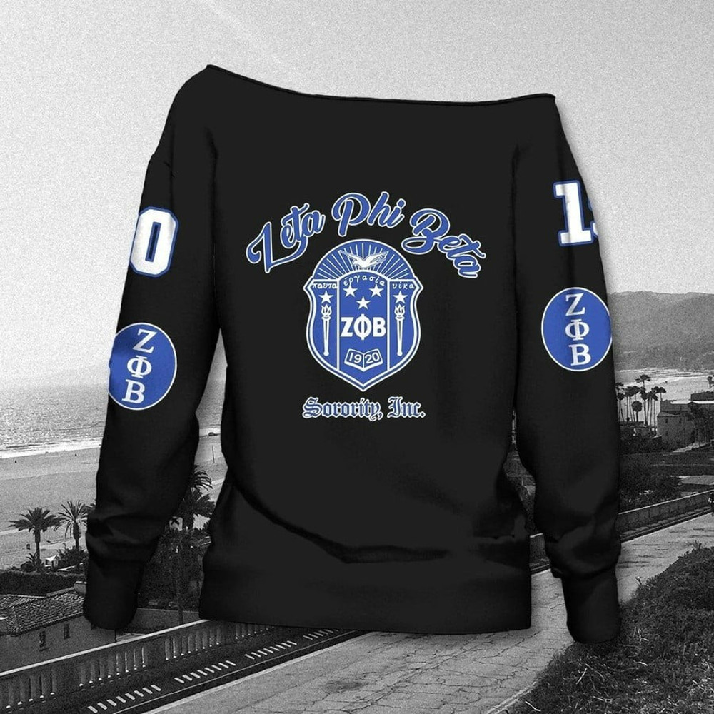 Z-phi-B Zeta Phi Beta Sorority Inc Women Off Shoulder Sweatshirt, African Women Off Shoulder For Women
