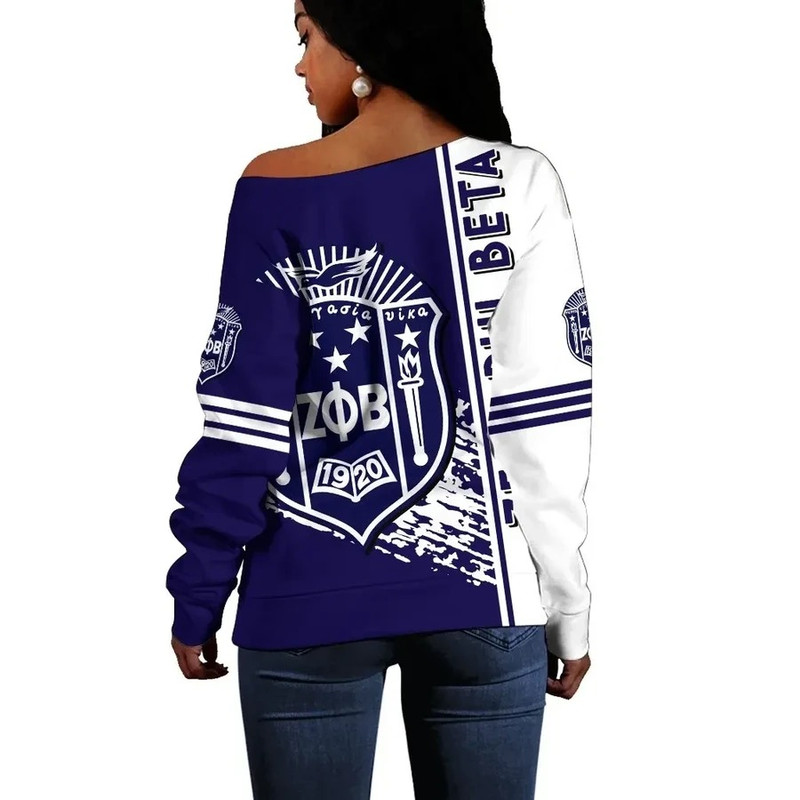Zeta Phi Beta Women Off Shoulder Sweatshirt Quarter Style, African Women Off Shoulder For Women