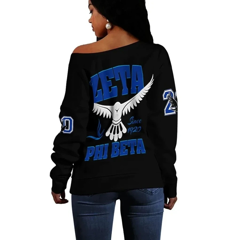 Zeta Phi Beta Letters Women Off Shoulder Sweatshirt, African Women Off Shoulder For Women