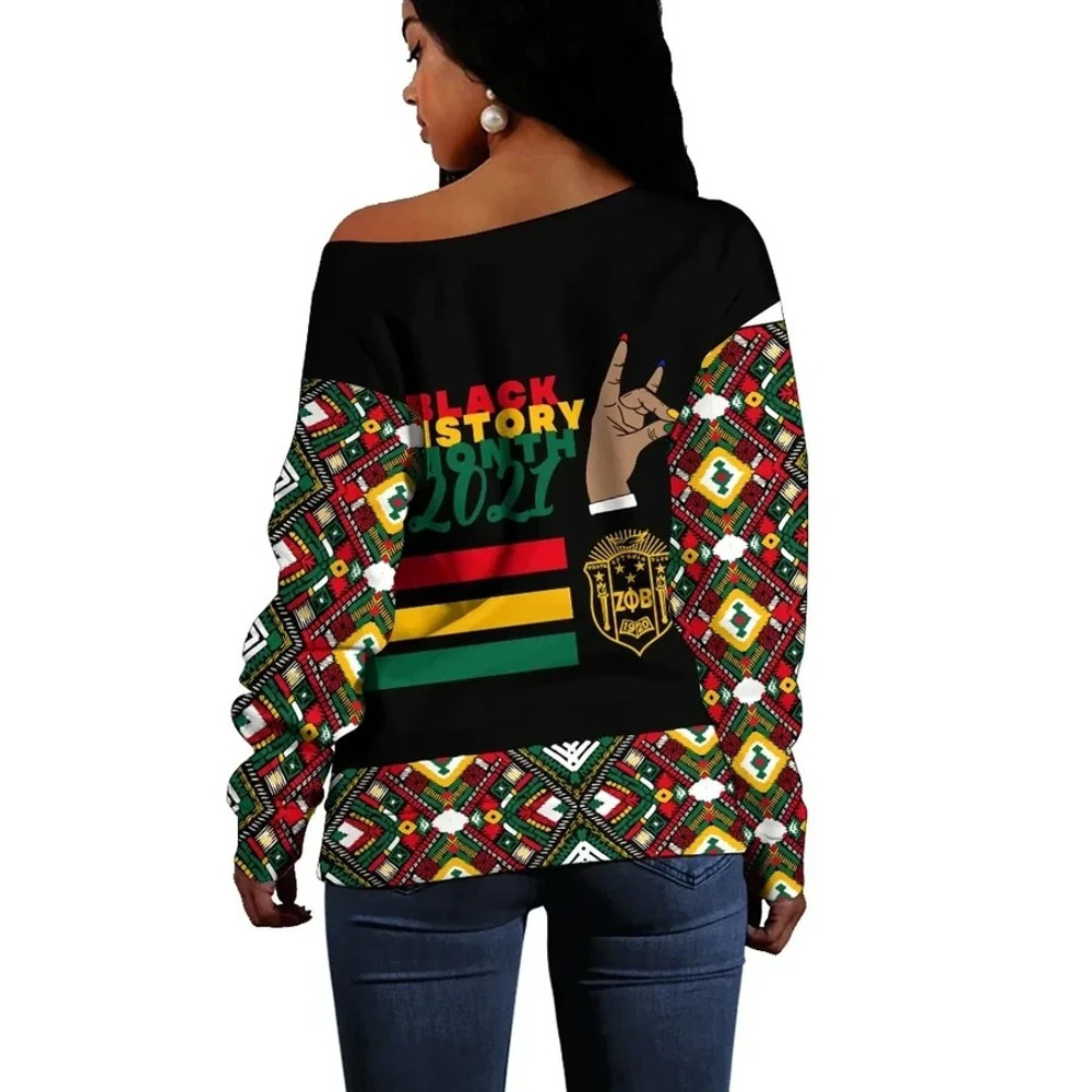 Zeta Phi Beta Black History Month Style Women Off Shoulder, African Women Off Shoulder For Women