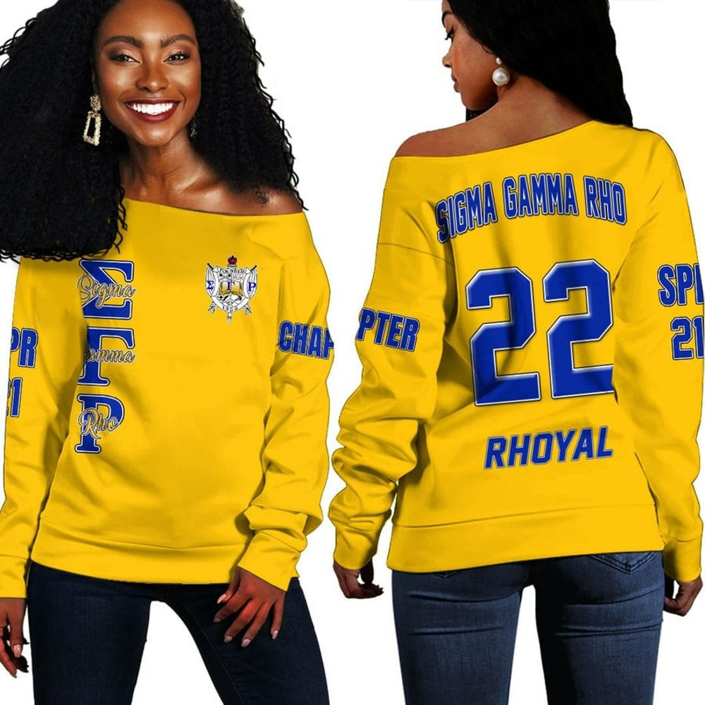 Sigma Gamma Rho ( Gold ) Off Shoulder Sweaters 01, African Women Off Shoulder For Women
