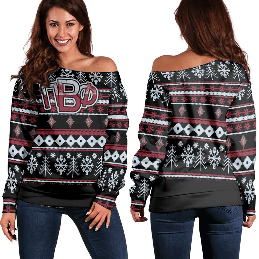 Christmas Splatters Sorority Pi Beta Phi Women Off Shoulder Sweatshirt, African Women Off Shoulder For Women