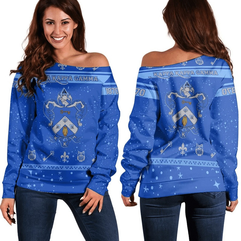 Christmas Style Sorority KKG Women Off Shoulder Sweatshirt, African Women Off Shoulder For Women
