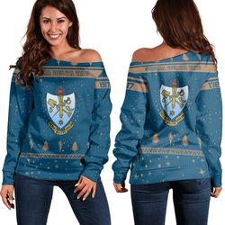 christmas style sorority sigma delta tau women off shoulder sweatshirt, african women off shoulder for women