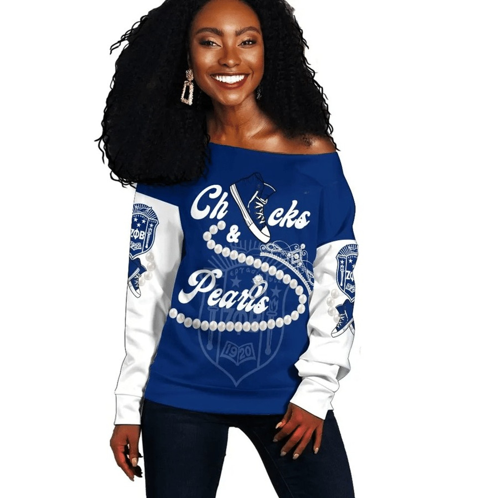 Zeta Phi Beta Chucks And Pearls Offshoulder K.H Pearls, African Women Off Shoulder For Women
