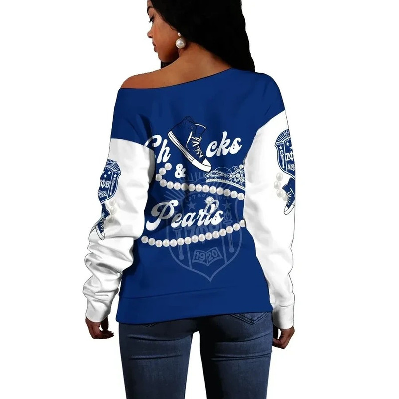 Zeta Phi Beta Chucks And Pearls Offshoulder K.H Pearls, African Women Off Shoulder For Women