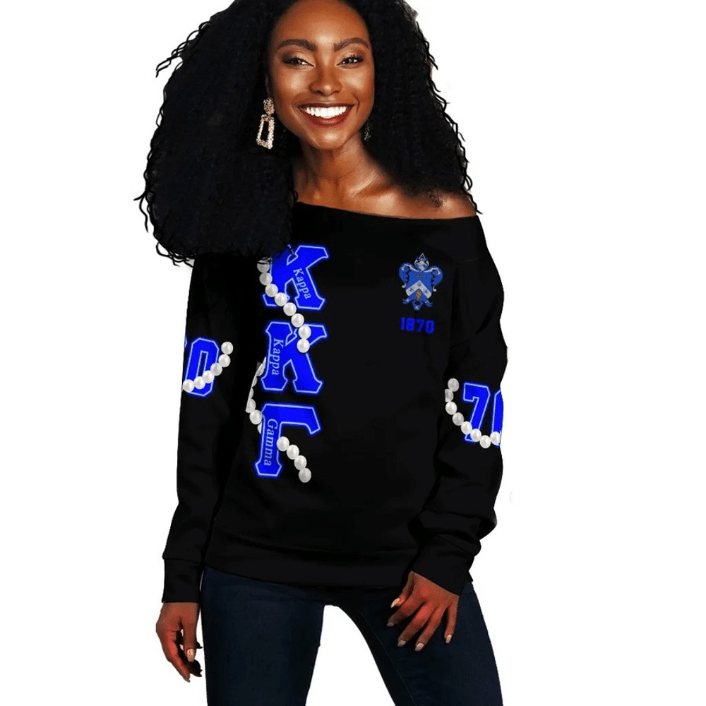 KKG Pearls Women Off Shoulder Sweatshirt, African Women Off Shoulder For Women
