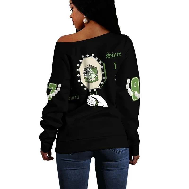 KD Sorority Pearls Women Off Shoulder Sweatshirt, African Women Off Shoulder For Women