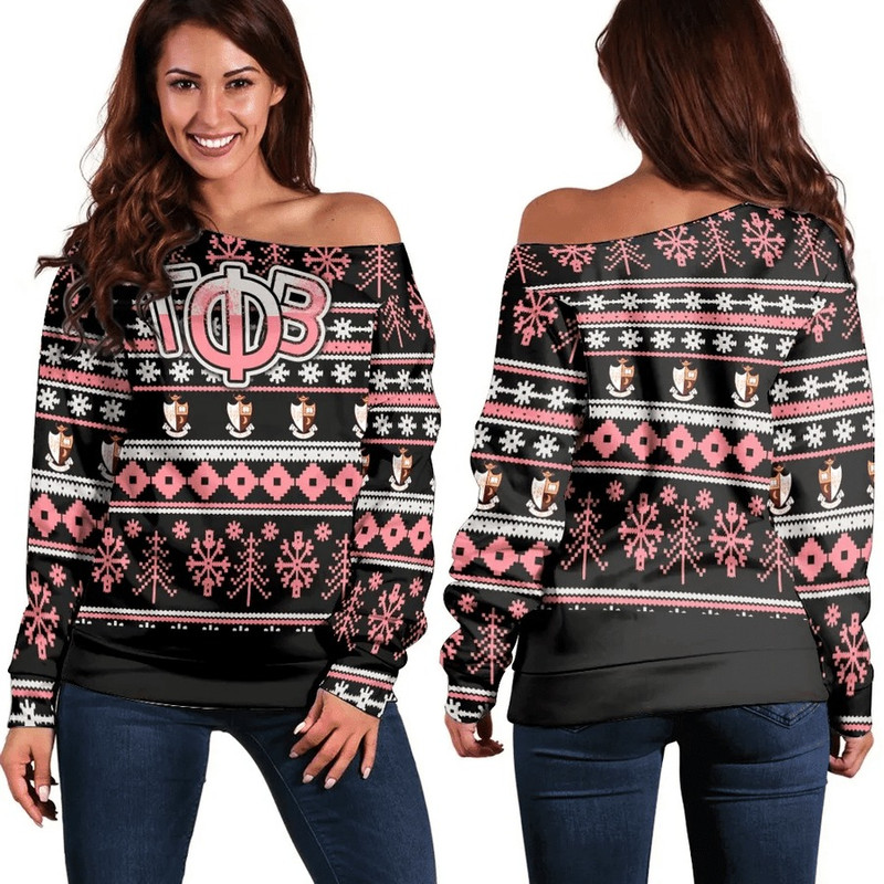 Christmas Splatters Sorority Gamma Phi Beta Women Off Shoulder Sweatshirt, African Women Off Shoulder For Women