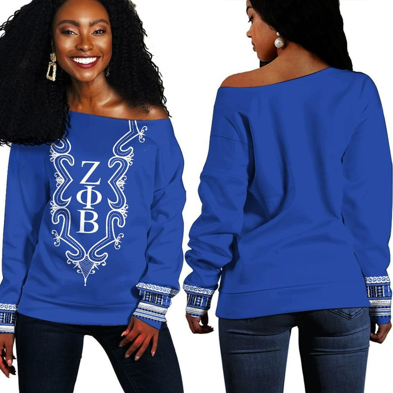 Zeta Phi Beta Hye Won Hye Dashiki Off Shoulder Sweaters, African Women Off Shoulder For Women