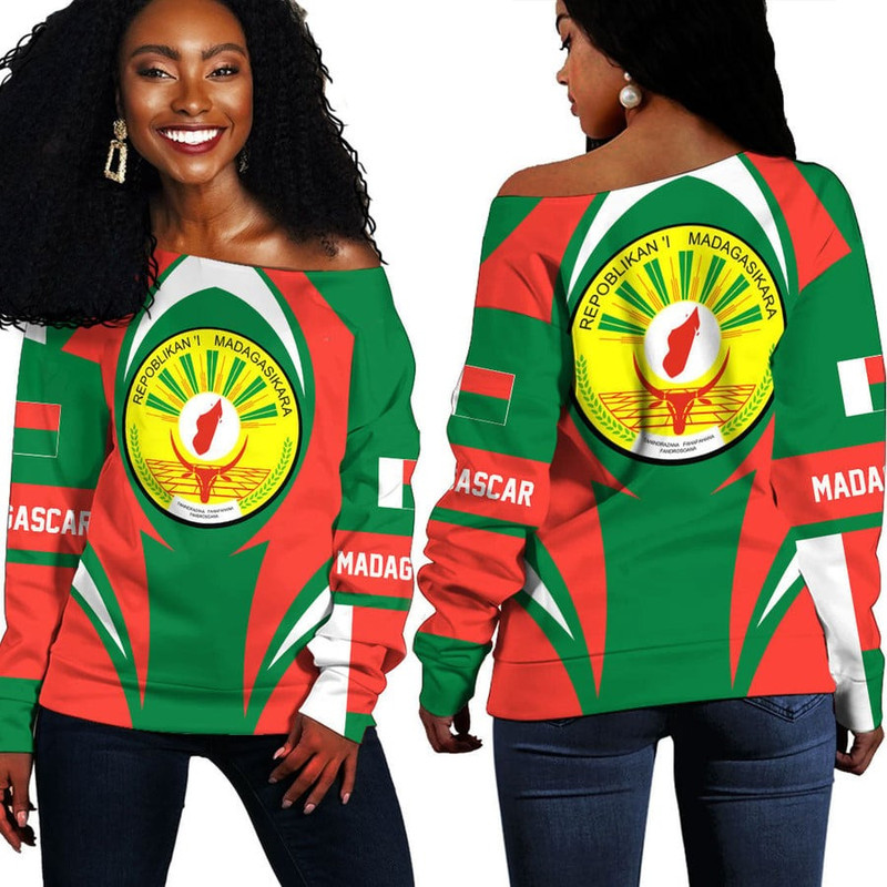 Madagascar Action Flag Off Shoulder Sweaters, African Women Off Shoulder For Women