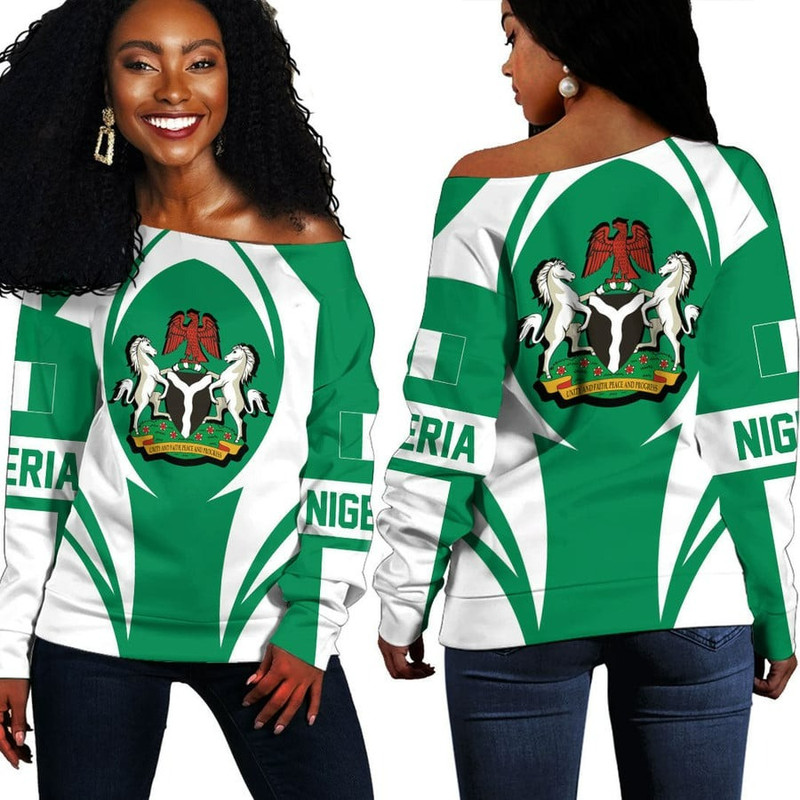 Nigeria Action Flag Off Shoulder Sweaters, African Women Off Shoulder For Women