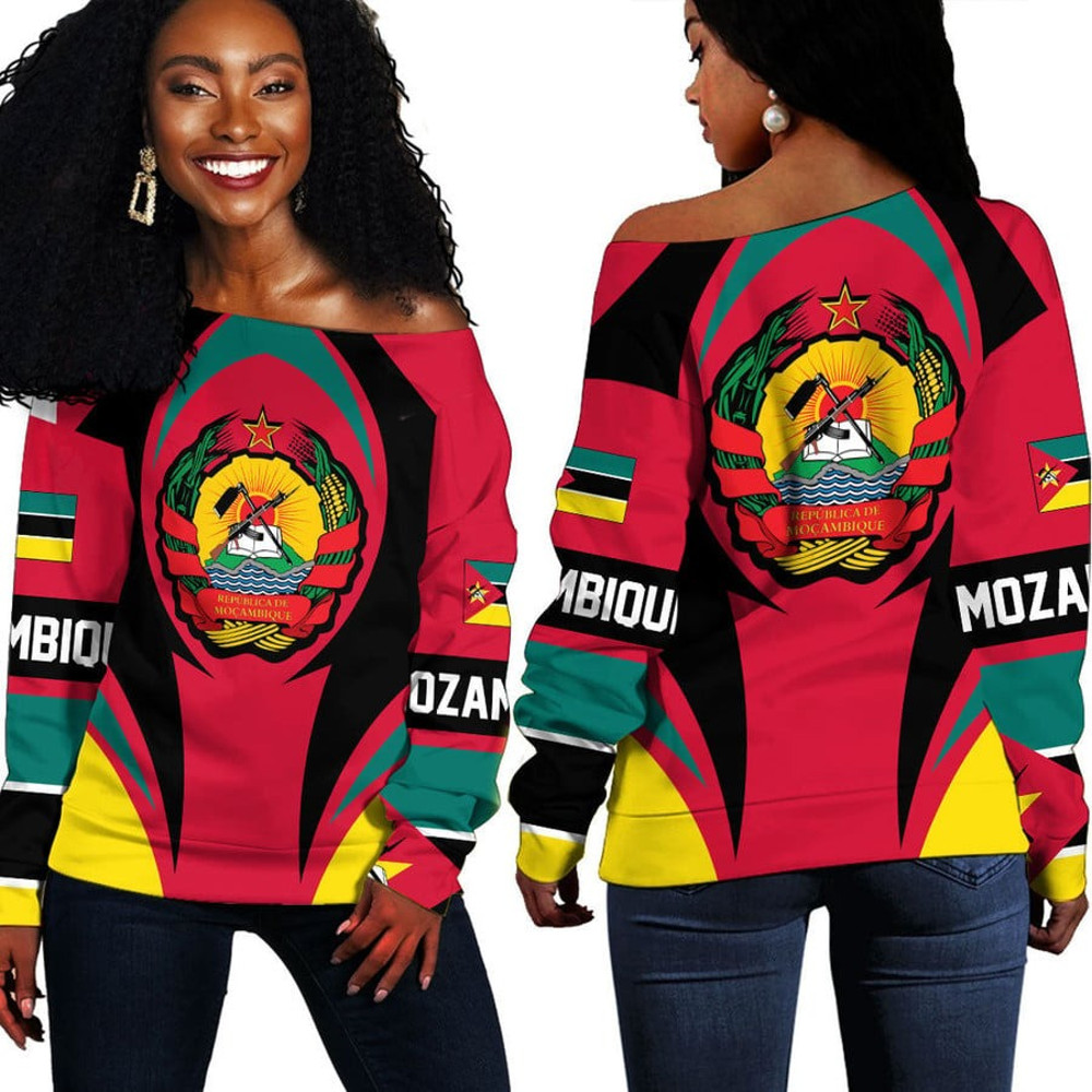 Mozambique Action Flag Off Shoulder Sweaters, African Women Off Shoulder For Women