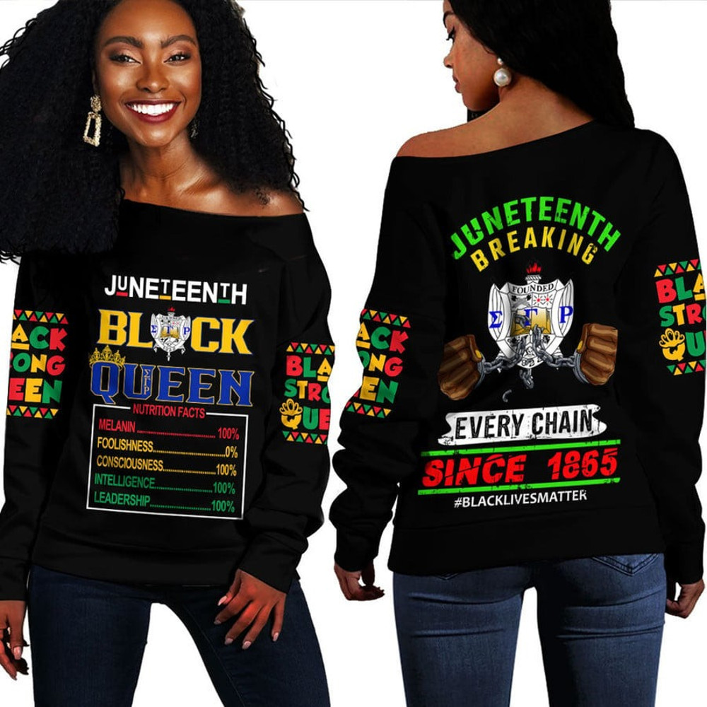 Sigma Gamma Rho Nutrition Facts Juneteenth Off Shoulder Sweaters, African Women Off Shoulder For Women