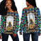 Saint Benedict of the African On Stained Glass Women's Off Shoulder Sweater, African Women Off Shoulder For Women
