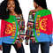 Eritrea Flag and Kente Pattern Special Women's Off Shoulder Sweaters, African Women Off Shoulder For Women