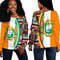 Ivory Coast Flag and Kente Pattern Special Women's Off Shoulder Sweaters, African Women Off Shoulder For Women