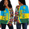 Rwanda Flag and Kente Pattern Special Women's Off Shoulder Sweaters, African Women Off Shoulder For Women