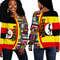 Uganda Flag and Kente Pattern Special Women's Off Shoulder Sweaters, African Women Off Shoulder For Women