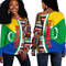 Comoros Flag and Kente Pattern Special Women's Off Shoulder Sweaters, African Women Off Shoulder For Women