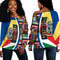 Seychehlles Flag and Kente Pattern Special Women's Off Shoulder Sweaters, African Women Off Shoulder For Women