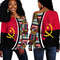 Angola Flag and Kente Pattern Special Women's Off Shoulder Sweaters, African Women Off Shoulder For Women