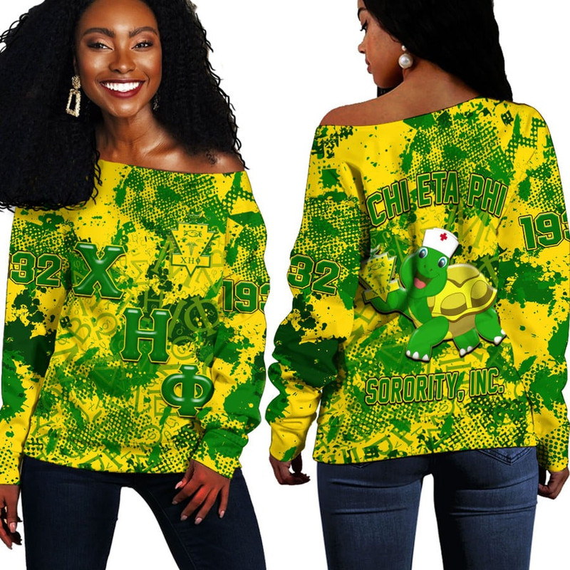 Chi Eta Phi Sport Style Off Shoulder Sweaters, African Women Off Shoulder For Women