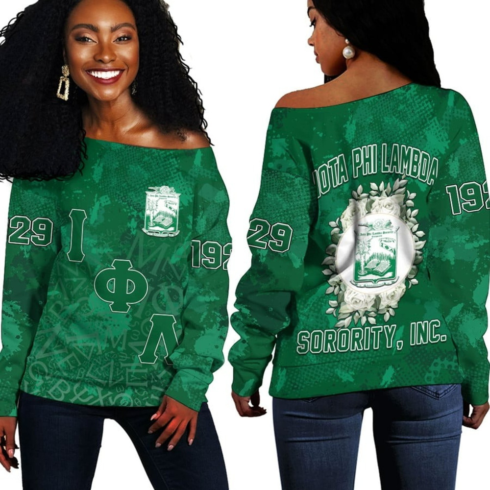 Iota Phi Lambda Sport Style Off Shoulder Sweaters, African Women Off Shoulder For Women