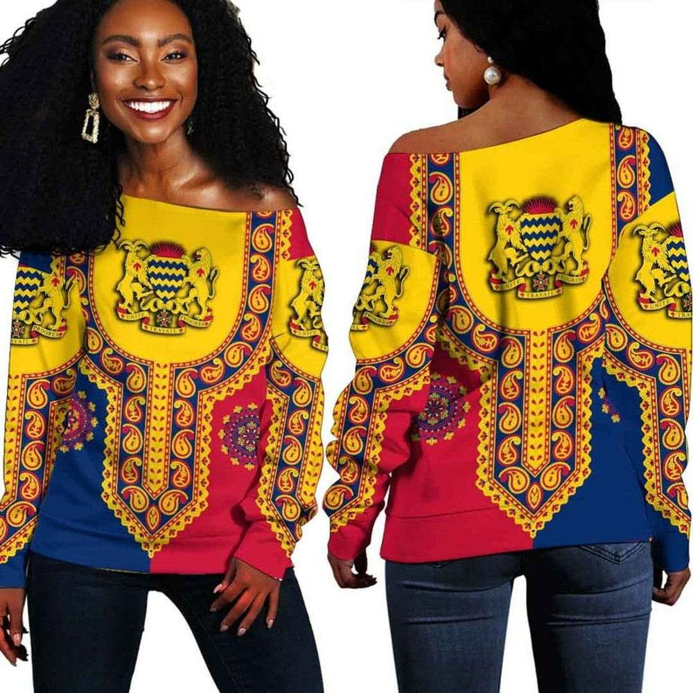 Chad Dashiki Off Shoulder Sweater, African Women Off Shoulder For Women