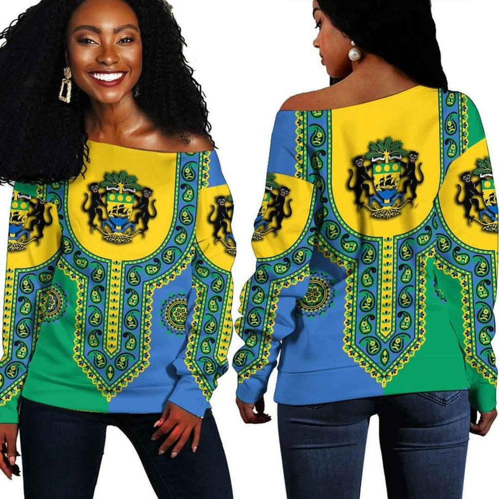 Gabon Dashiki Off Shoulder Sweater, African Women Off Shoulder For Women