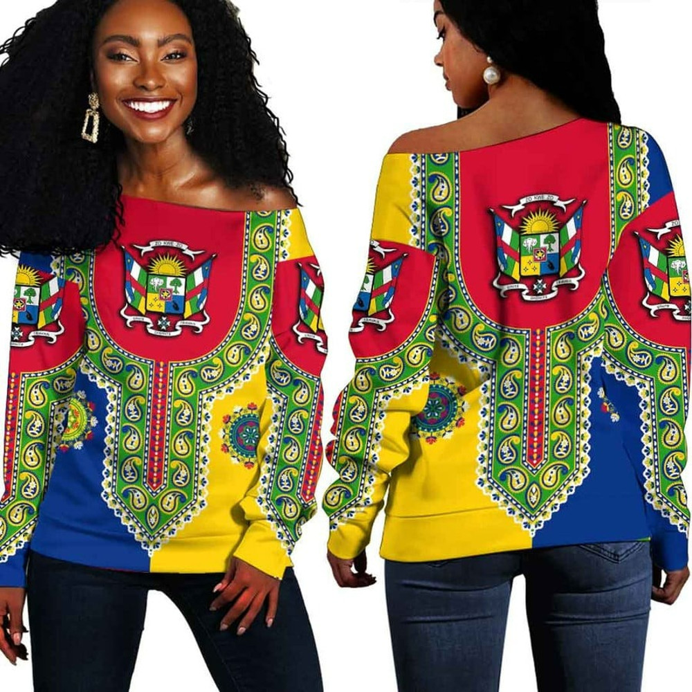 Central African Dashiki Off Shoulder Sweater, African Women Off Shoulder For Women